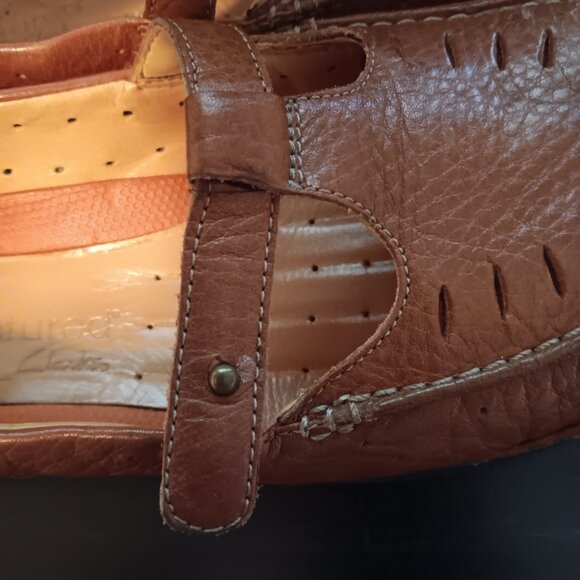 Clarks Unstructured Brown Leather Mary Jane T-Strap Shoes/Sandals Women's 7W - Picture 8 of 8